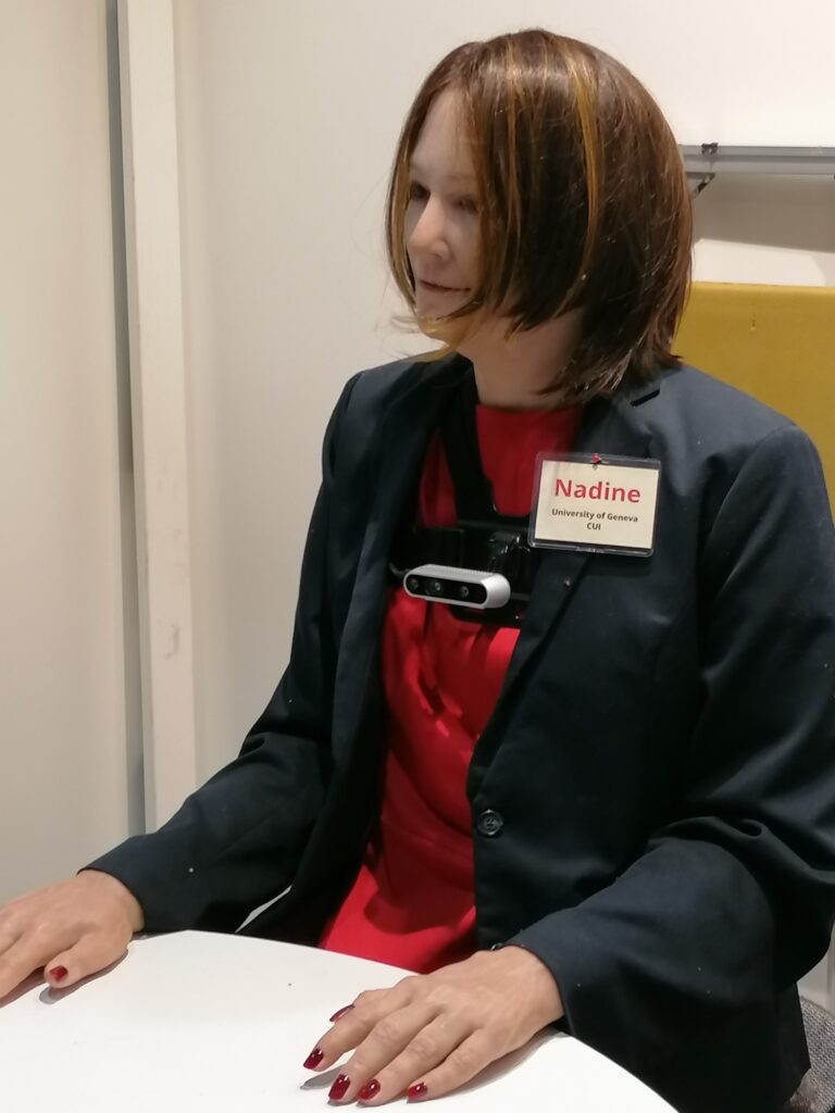 Nadine, robot humanoïde présenté au AI for Good Global Summit 2026.